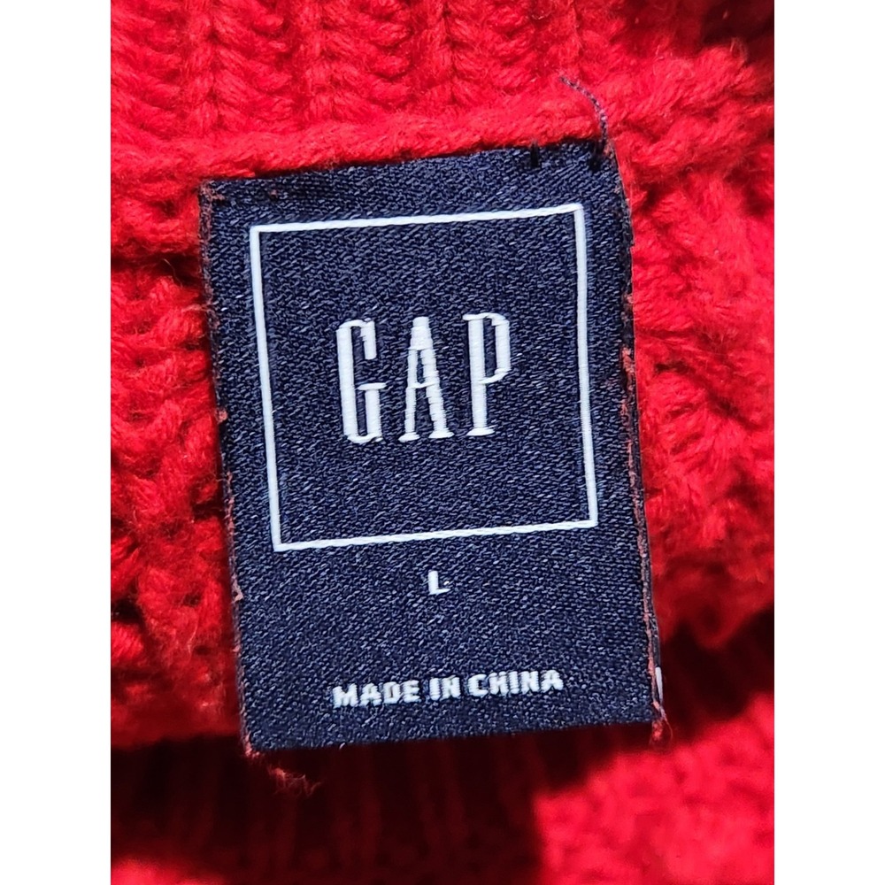 Gap Cable Knit Sweater Womens‎ Large Red Long Sleeve Pullover Cotton Preppy - Picture 6 of 6